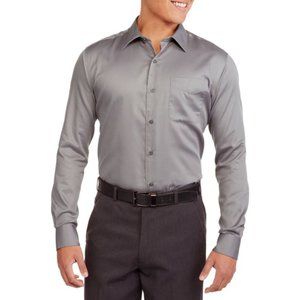 George; Gray, Regular Fit, Sateen, Wrinkle Resistant Small